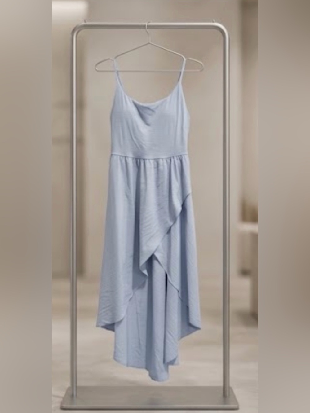 HALARA Light Blue High-Low Ruffled Maxi Skirt